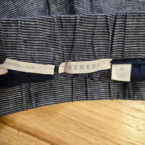 Trenery French Linen Cotton Size 12 Pants Blue Striped - Picture 6 of 9